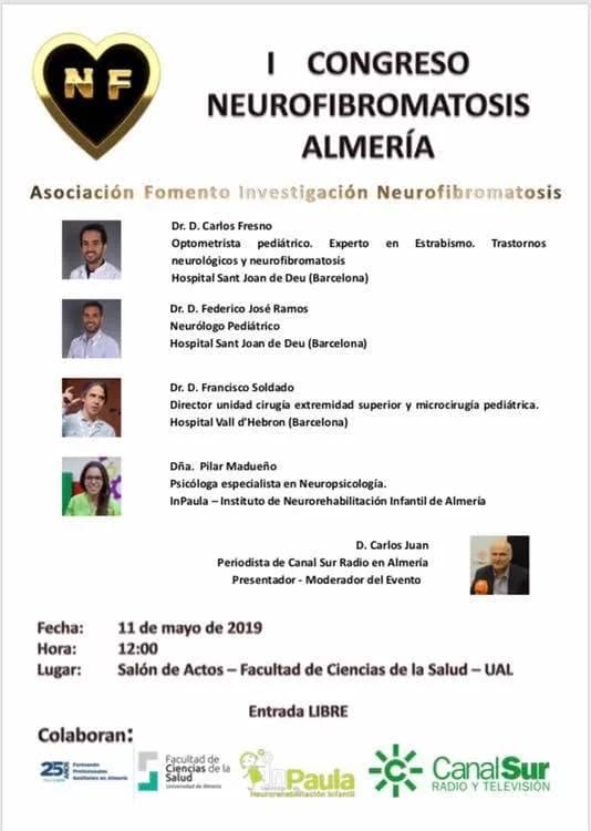 Cartel del I Congreso de Neurofibromatosis de Almería, con el programa, la fecha y el lugar